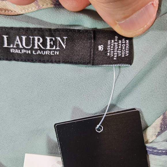 $115 NWT Lauren Ralph‎ Lauren Sleeveless Tank Top Women 16 Ruffle Floral Green - Picture 4 of 12